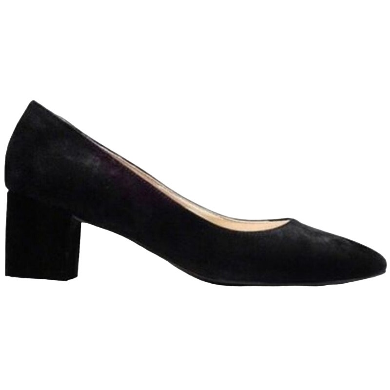 Cole Haan Claudine Classic Pump Shoes Round Toe Block Heel Suede Black 9.5b
